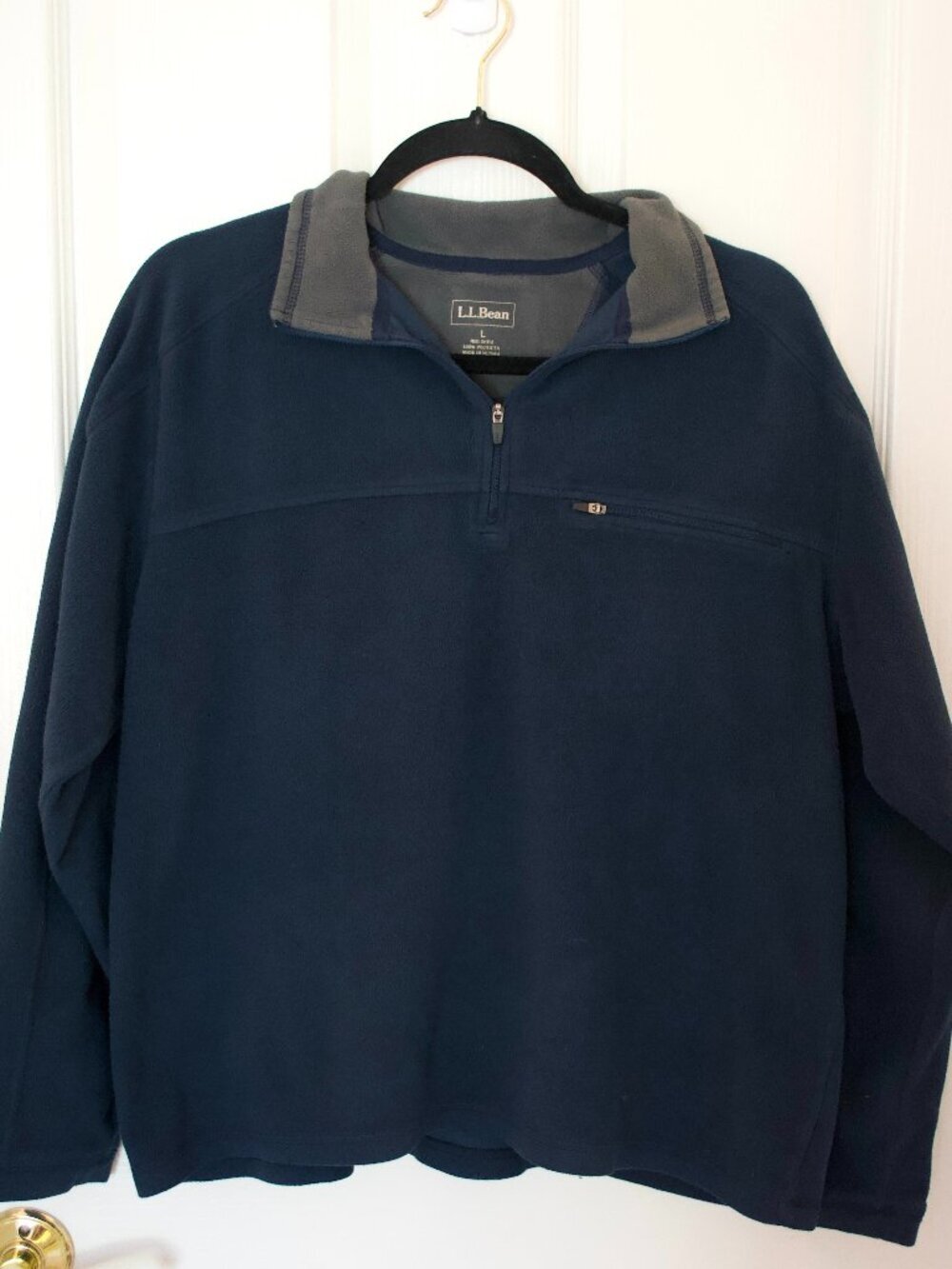 L.L.Bean Navy 1/4 Zip Fleece Men's Pullover (2000's/y2k erqa) - Picture 2 of 7